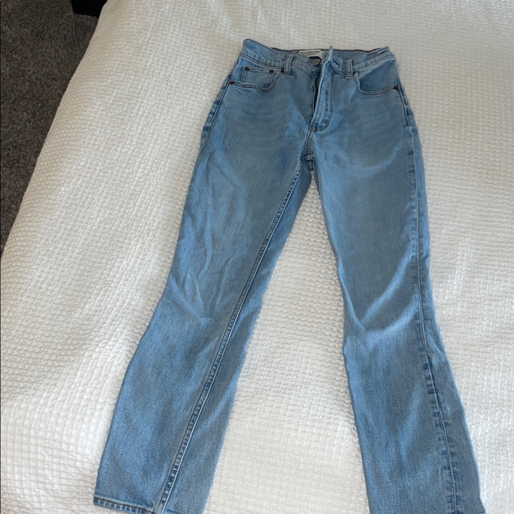 Abercrombie & Fitch Light Blue High-Rise Slim Straight Jeans